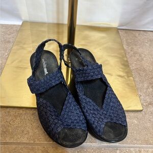 White Mountain Woven‎ Stretch Sandals Comfort Slingback Navy Size 5.5
